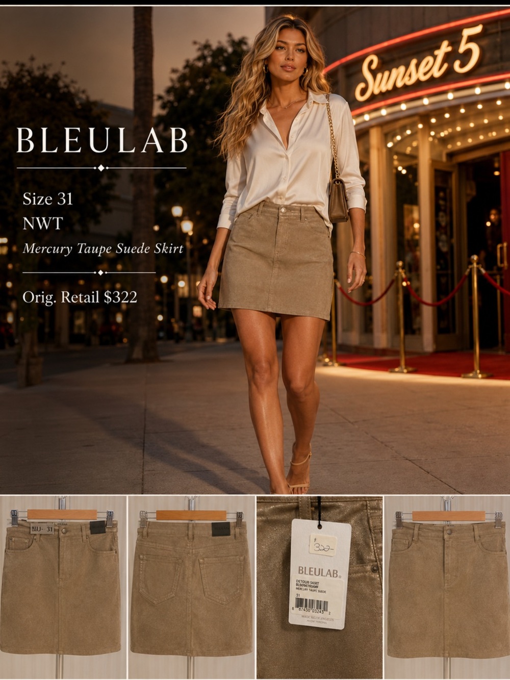 Mercury Taupe Reversible Mini Skirt